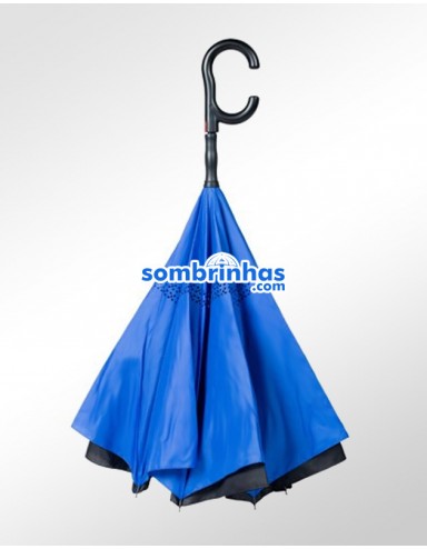 Guarda-Chuva Invertido Automático Fazzoletti Fecha ao Contrário Azul Premium