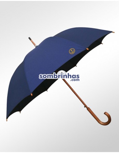 Guarda-Chuva Retrô Náutico Fiberglass em Madeira Azul Premium